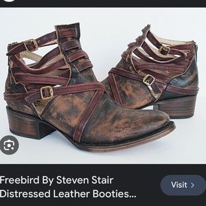 Freebird “Stair” Distressed Leather Booties